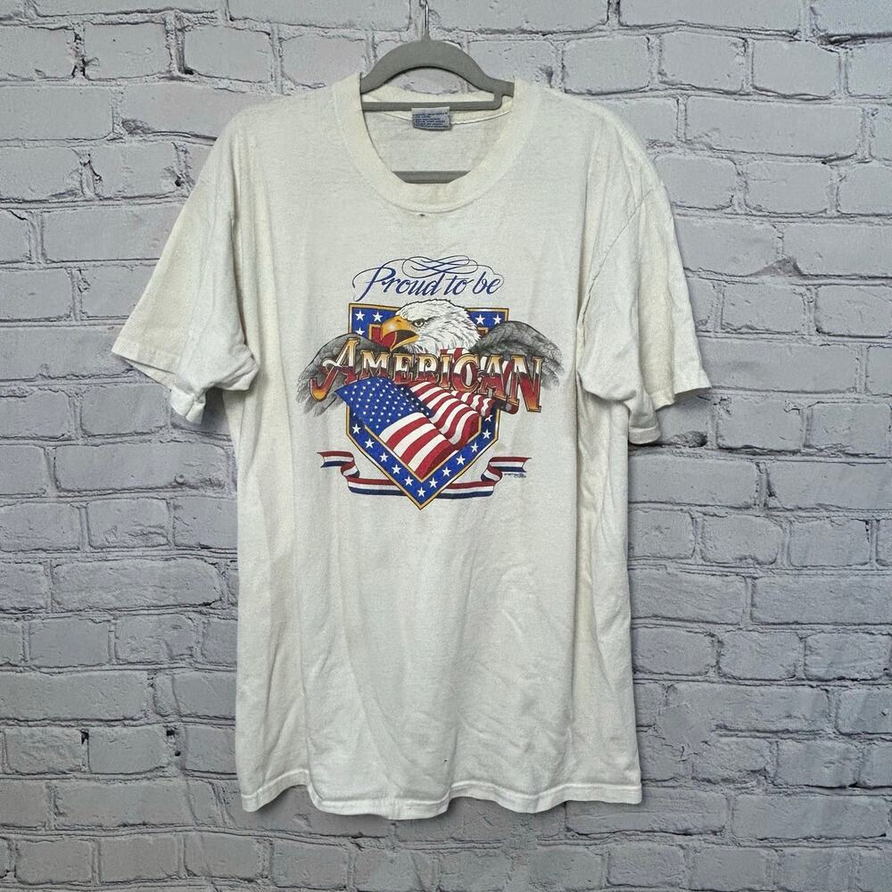 Vintage Thrashed USA Eagle Tee XL Distressed 90s Americana Grunge